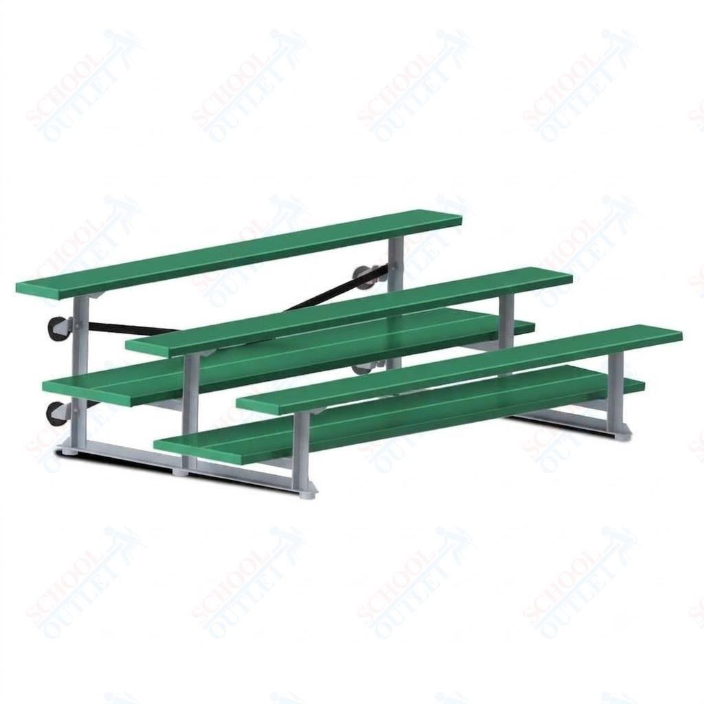 Jaypro Sports Bleacher  - 3 Row - Tip & Roll, Double Foot Plank, powder Coated - 7.5' L (BLDP-375TRGPC)