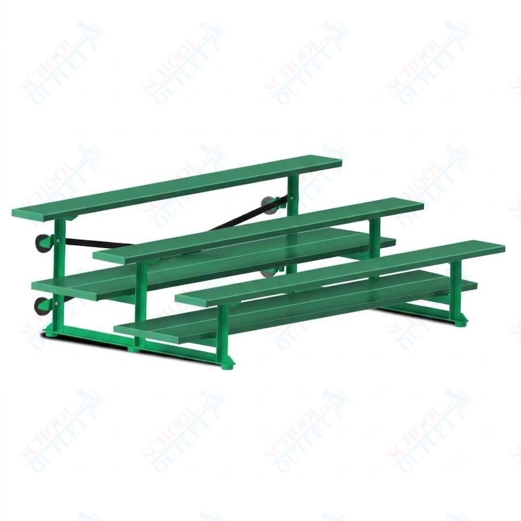 Jaypro Sports Bleacher  - 3 Row - Tip & Roll, Double Foot Plank, powder Coated - 7.5' L (BLDP-375TRGPC)