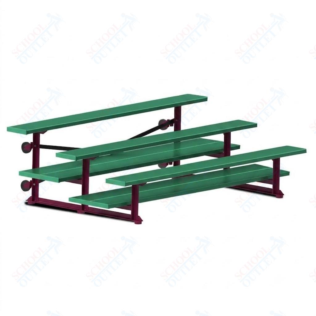 Jaypro Sports Bleacher  - 3 Row - Tip & Roll, Double Foot Plank, powder Coated - 7.5' L (BLDP-375TRGPC)