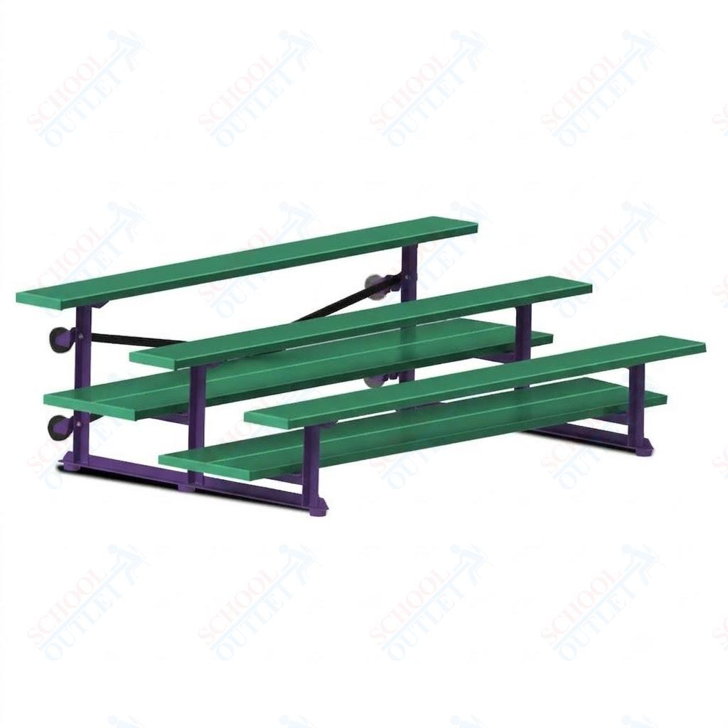 Jaypro Sports Bleacher  - 3 Row - Tip & Roll, Double Foot Plank, powder Coated - 7.5' L (BLDP-375TRGPC)