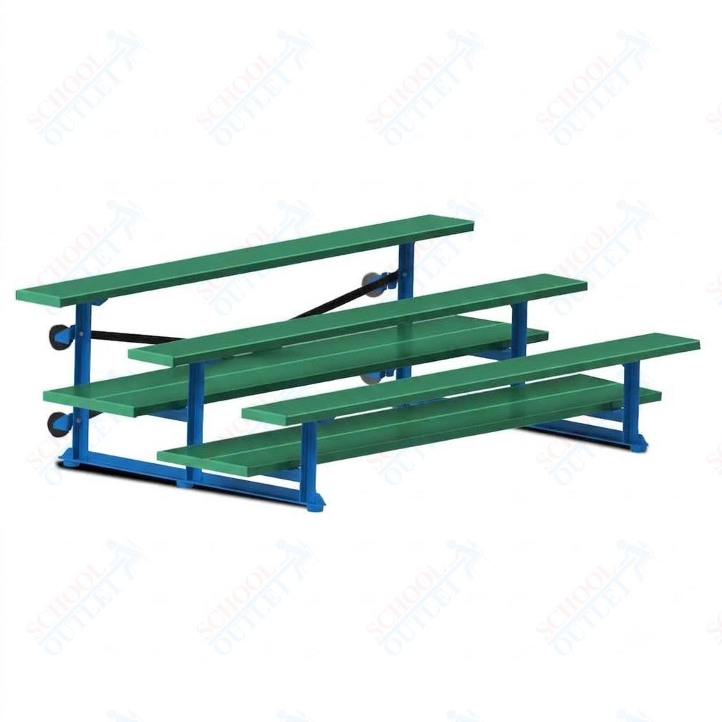 Jaypro Sports Bleacher  - 3 Row - Tip & Roll, Double Foot Plank, powder Coated - 7.5' L (BLDP-375TRGPC)