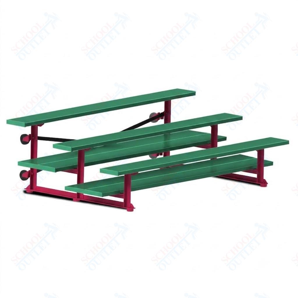 Jaypro Sports Bleacher  - 3 Row - Tip & Roll, Double Foot Plank, powder Coated - 7.5' L (BLDP-375TRGPC)