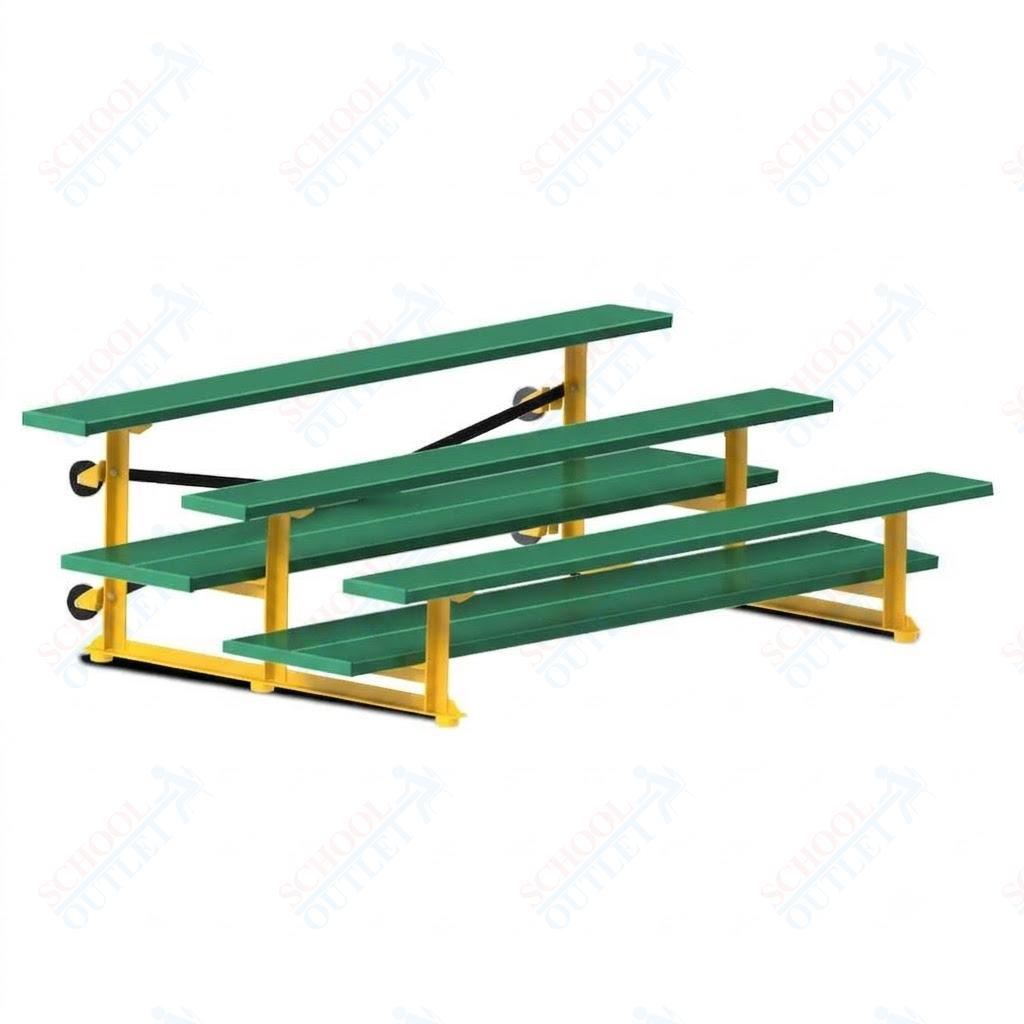 Jaypro Sports Bleacher  - 3 Row - Tip & Roll, Double Foot Plank, powder Coated - 7.5' L (BLDP-375TRGPC)