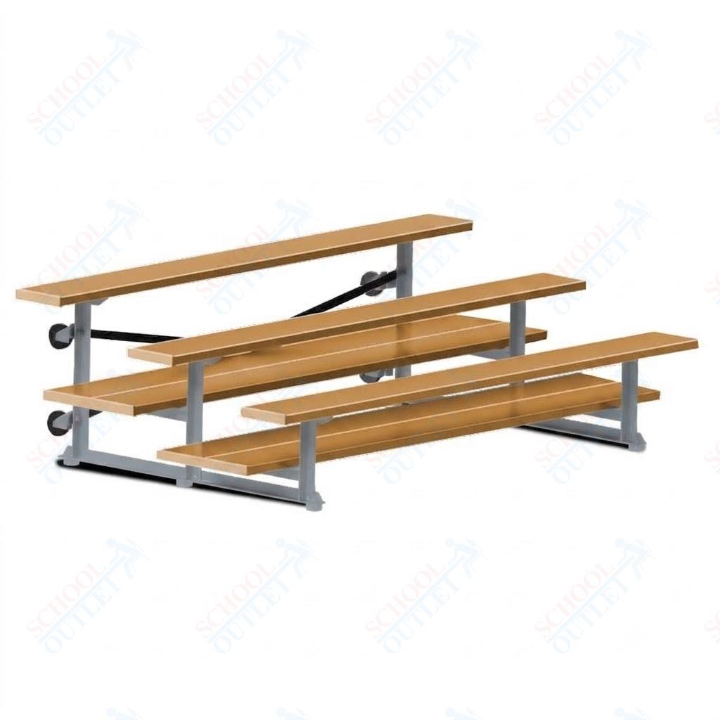 Jaypro Sports Bleacher  - 3 Row - Tip & Roll, Double Foot Plank, powder Coated - 7.5' L (BLDP-375TRGPC)