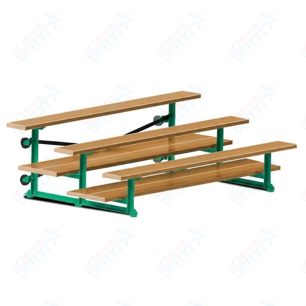 Jaypro Sports Bleacher  - 3 Row - Tip & Roll, Double Foot Plank, powder Coated - 7.5' L (BLDP-375TRGPC)
