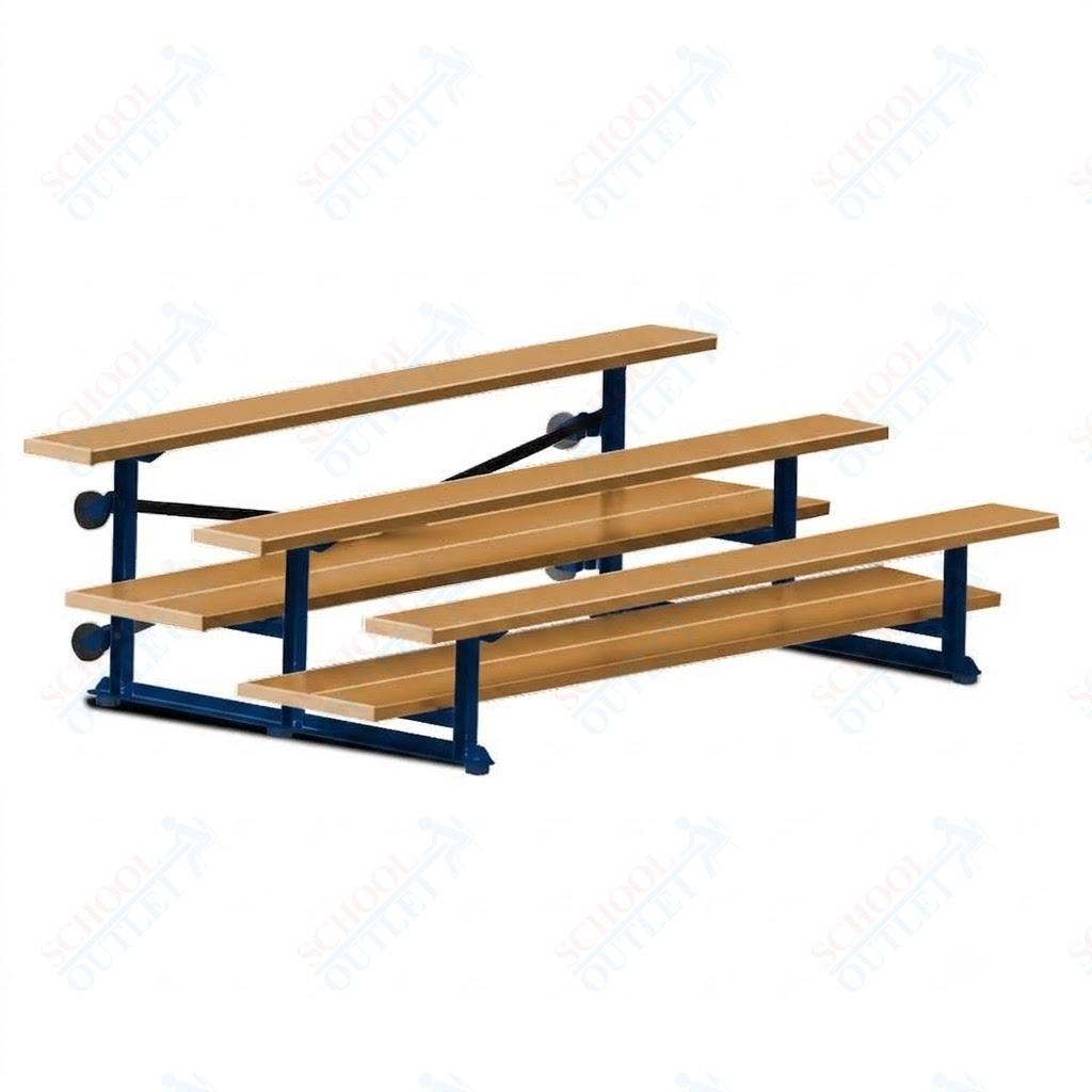 Jaypro Sports Bleacher  - 3 Row - Tip & Roll, Double Foot Plank, powder Coated - 7.5' L (BLDP-375TRGPC)