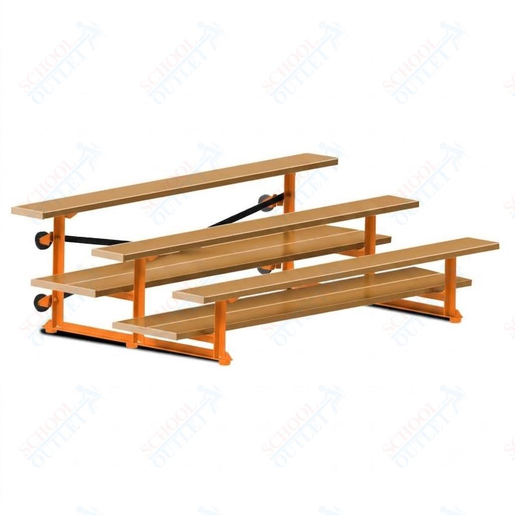 Jaypro Sports Bleacher  - 3 Row - Tip & Roll, Double Foot Plank, powder Coated - 7.5' L (BLDP-375TRGPC)