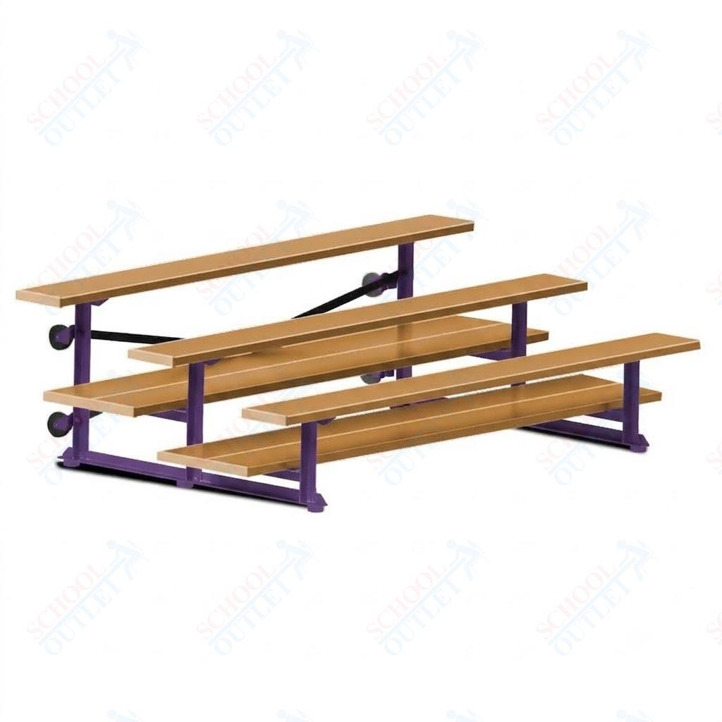 Jaypro Sports Bleacher  - 3 Row - Tip & Roll, Double Foot Plank, powder Coated - 7.5' L (BLDP-375TRGPC)