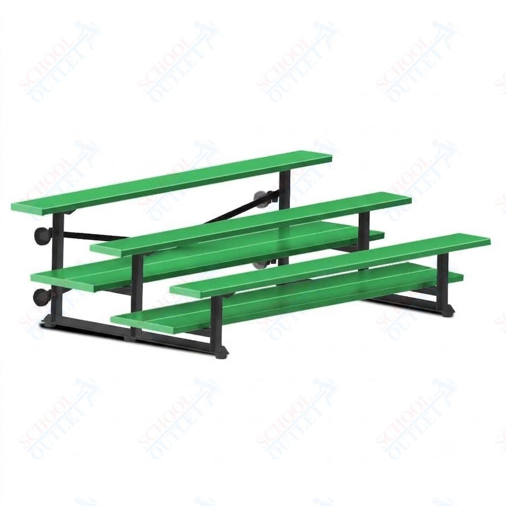 Jaypro Sports Bleacher  - 3 Row - Tip & Roll, Double Foot Plank, powder Coated - 7.5' L (BLDP-375TRGPC)