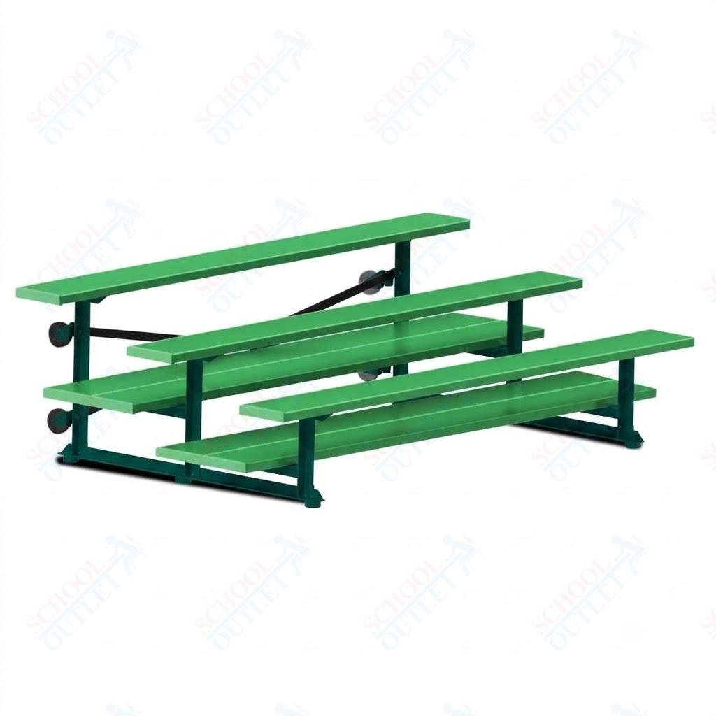 Jaypro Sports Bleacher  - 3 Row - Tip & Roll, Double Foot Plank, powder Coated - 7.5' L (BLDP-375TRGPC)