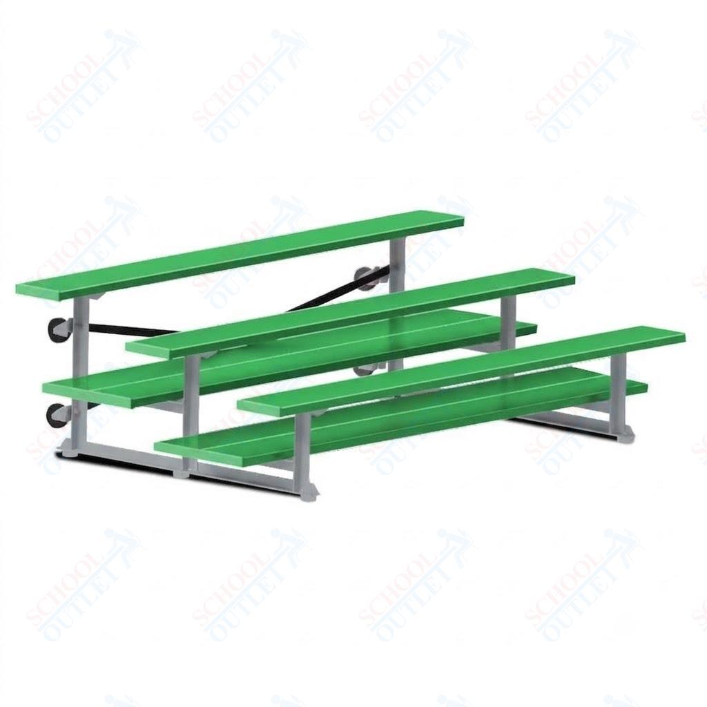 Jaypro Sports Bleacher  - 3 Row - Tip & Roll, Double Foot Plank, powder Coated - 7.5' L (BLDP-375TRGPC)