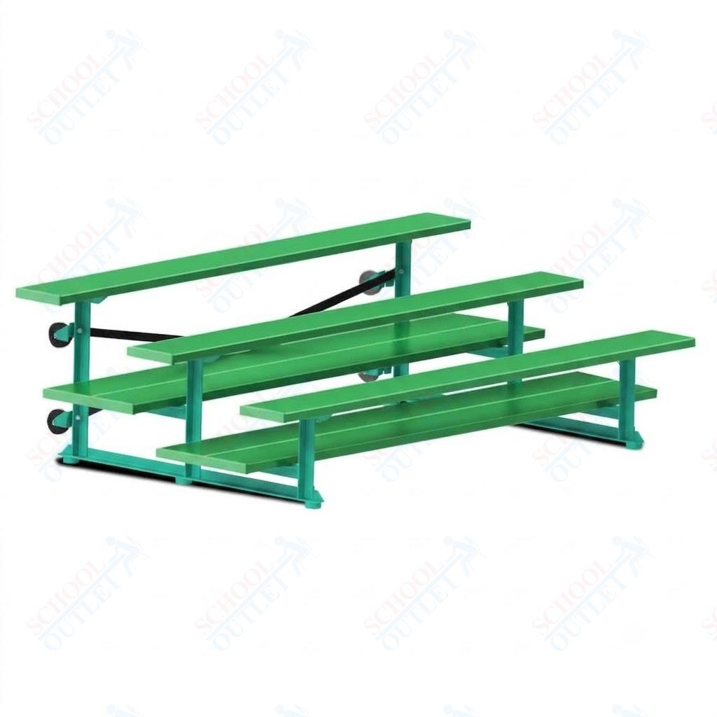 Jaypro Sports Bleacher  - 3 Row - Tip & Roll, Double Foot Plank, powder Coated - 7.5' L (BLDP-375TRGPC)