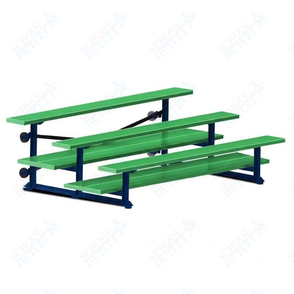 Jaypro Sports Bleacher  - 3 Row - Tip & Roll, Double Foot Plank, powder Coated - 7.5' L (BLDP-375TRGPC)
