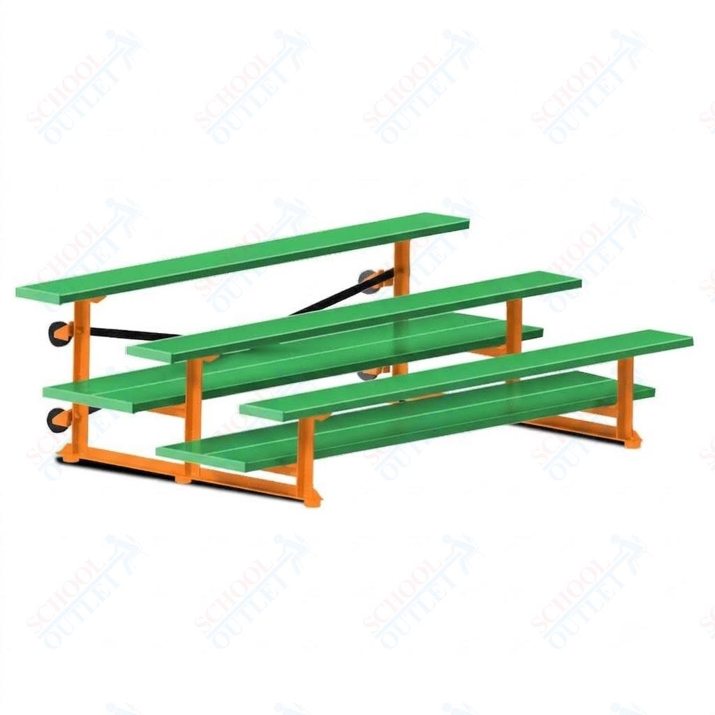Jaypro Sports Bleacher  - 3 Row - Tip & Roll, Double Foot Plank, powder Coated - 7.5' L (BLDP-375TRGPC)