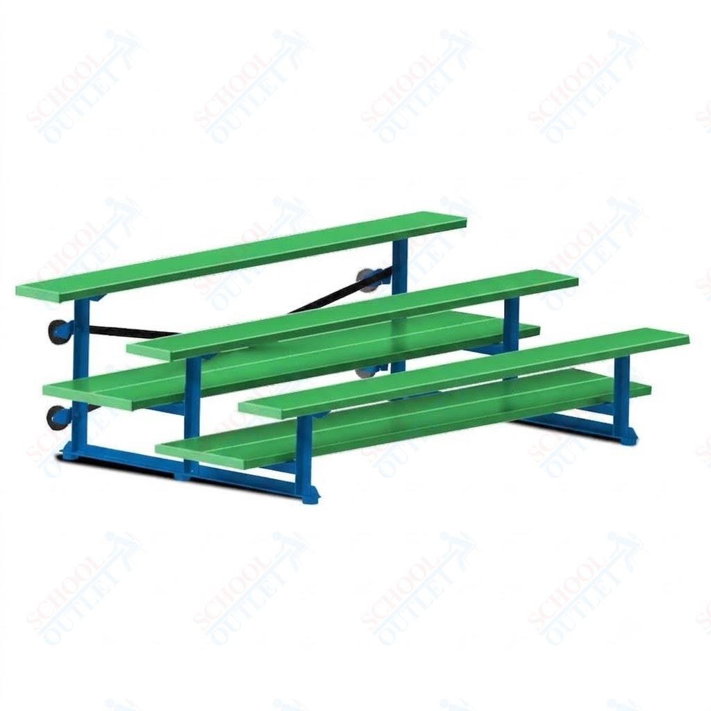 Jaypro Sports Bleacher  - 3 Row - Tip & Roll, Double Foot Plank, powder Coated - 7.5' L (BLDP-375TRGPC)