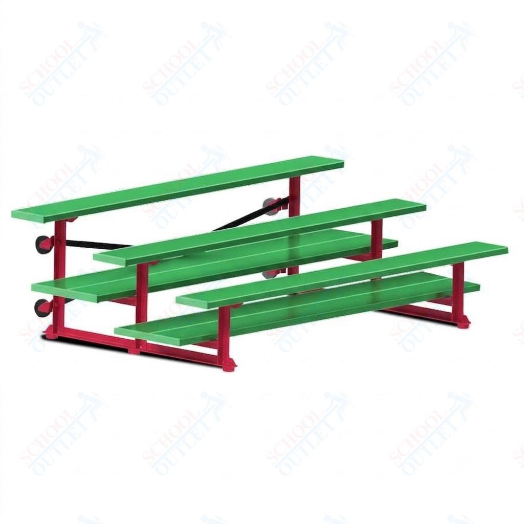 Jaypro Sports Bleacher  - 3 Row - Tip & Roll, Double Foot Plank, powder Coated - 7.5' L (BLDP-375TRGPC)