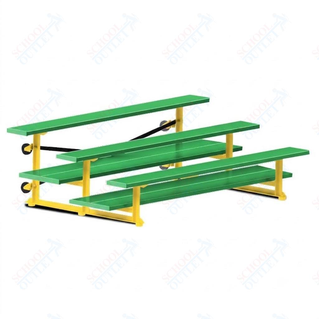 Jaypro Sports Bleacher  - 3 Row - Tip & Roll, Double Foot Plank, powder Coated - 7.5' L (BLDP-375TRGPC)