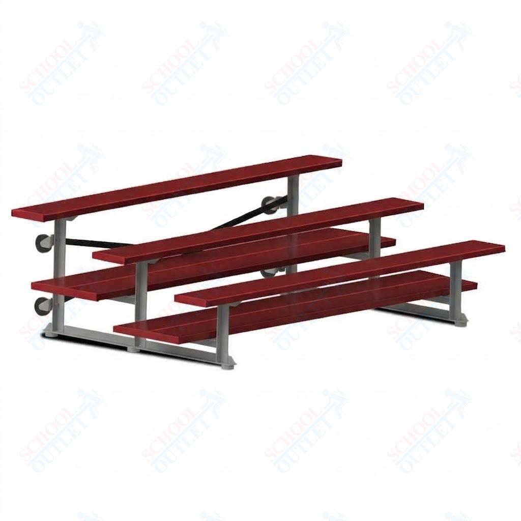 Jaypro Sports Bleacher  - 3 Row - Tip & Roll, Double Foot Plank, powder Coated - 7.5' L (BLDP-375TRGPC)