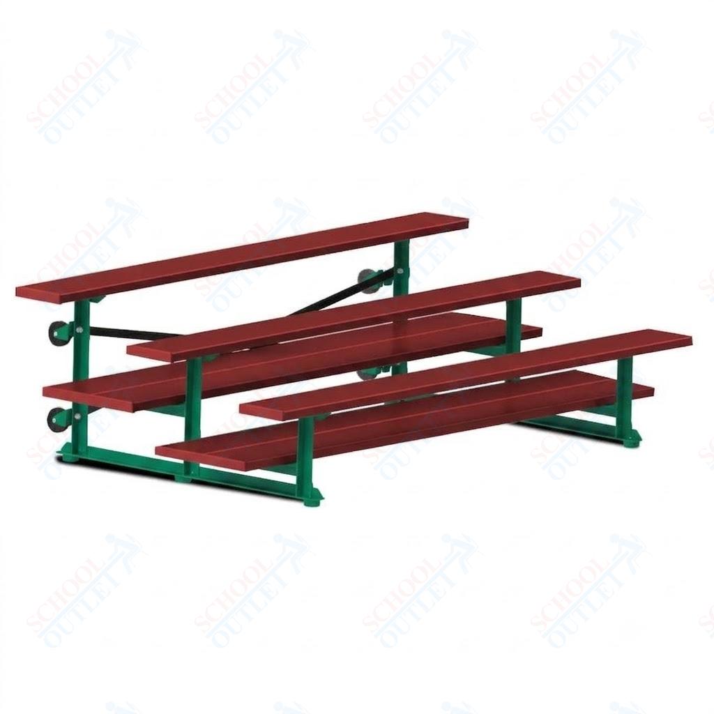Jaypro Sports Bleacher  - 3 Row - Tip & Roll, Double Foot Plank, powder Coated - 7.5' L (BLDP-375TRGPC)