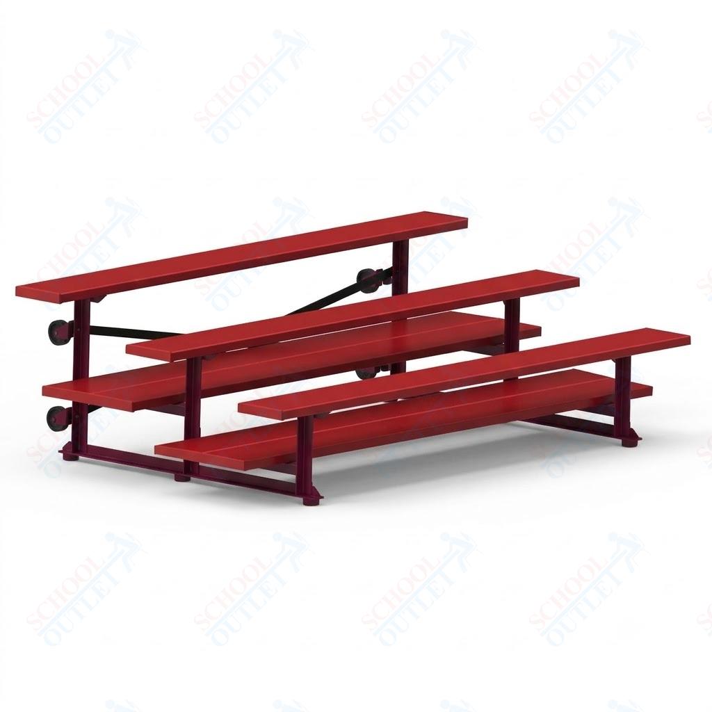 Jaypro Sports Bleacher  - 3 Row - Tip & Roll, Double Foot Plank, powder Coated - 7.5' L (BLDP-375TRGPC)