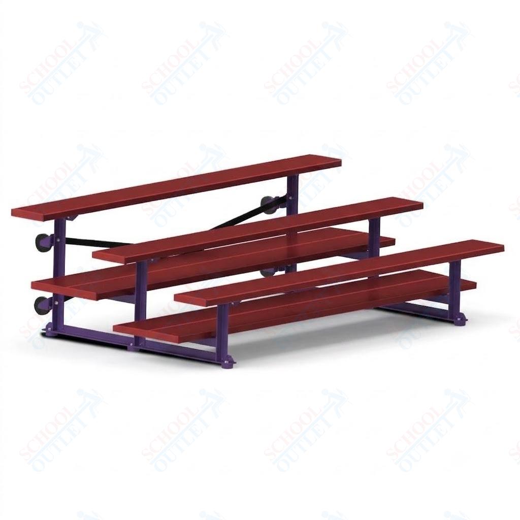Jaypro Sports Bleacher  - 3 Row - Tip & Roll, Double Foot Plank, powder Coated - 7.5' L (BLDP-375TRGPC)