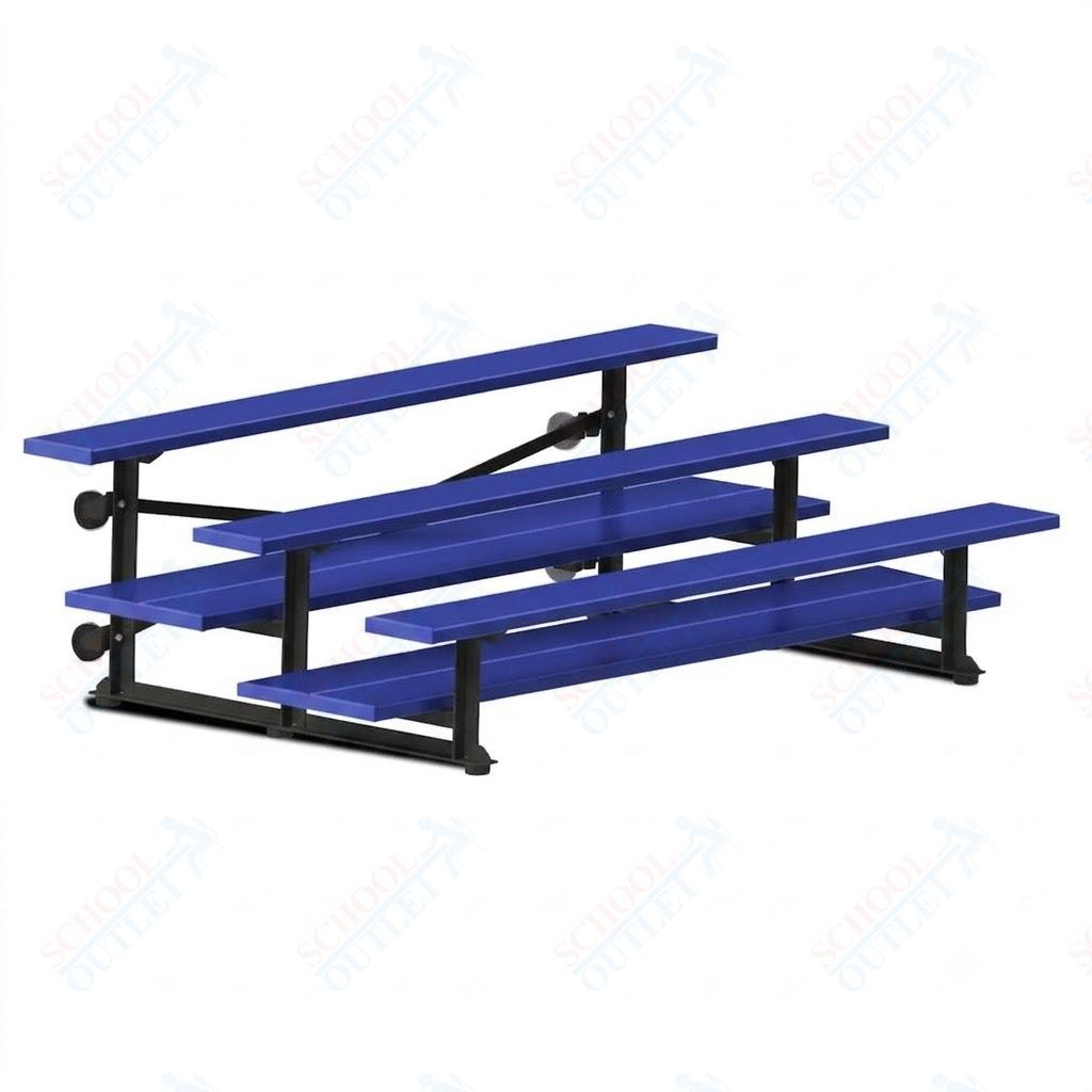 Jaypro Sports Bleacher  - 3 Row - Tip & Roll, Double Foot Plank, powder Coated - 7.5' L (BLDP-375TRGPC)