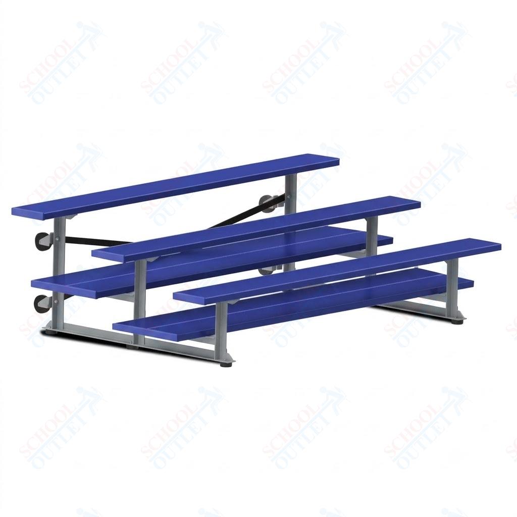 Jaypro Sports Bleacher  - 3 Row - Tip & Roll, Double Foot Plank, powder Coated - 7.5' L (BLDP-375TRGPC)