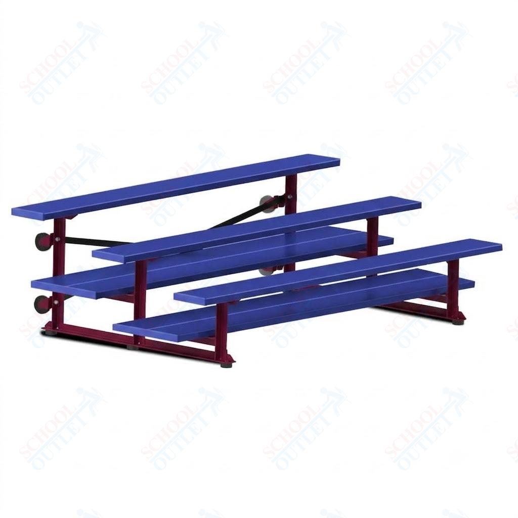 Jaypro Sports Bleacher  - 3 Row - Tip & Roll, Double Foot Plank, powder Coated - 7.5' L (BLDP-375TRGPC)