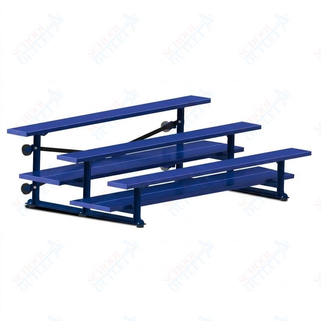Jaypro Sports Bleacher  - 3 Row - Tip & Roll, Double Foot Plank, powder Coated - 7.5' L (BLDP-375TRGPC)
