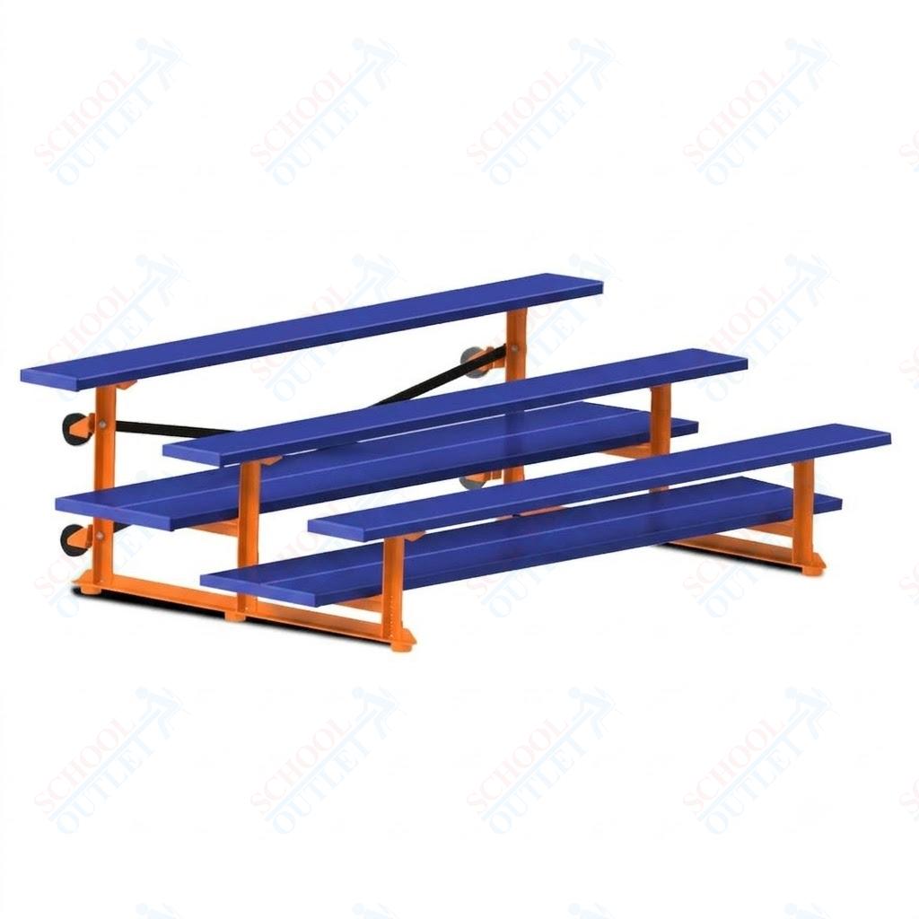 Jaypro Sports Bleacher  - 3 Row - Tip & Roll, Double Foot Plank, powder Coated - 7.5' L (BLDP-375TRGPC)