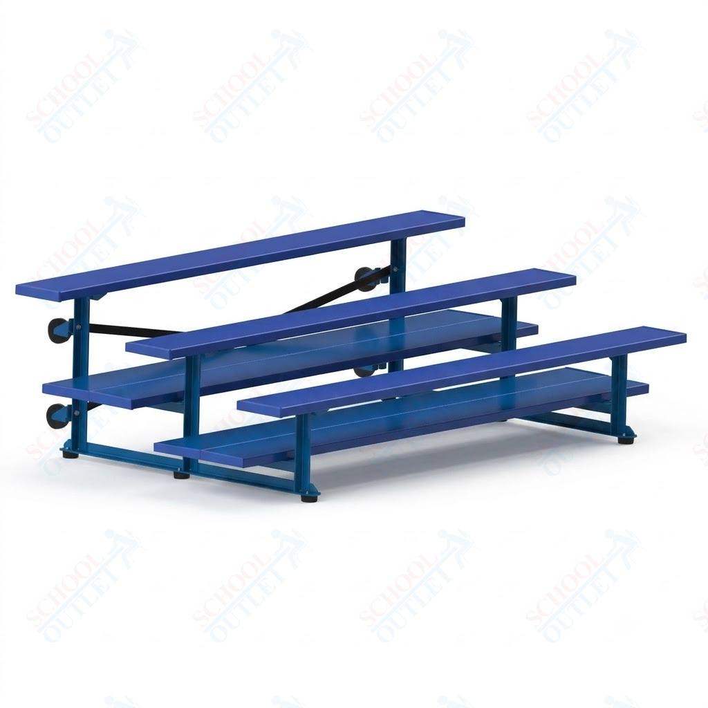 Jaypro Sports Bleacher  - 3 Row - Tip & Roll, Double Foot Plank, powder Coated - 7.5' L (BLDP-375TRGPC)