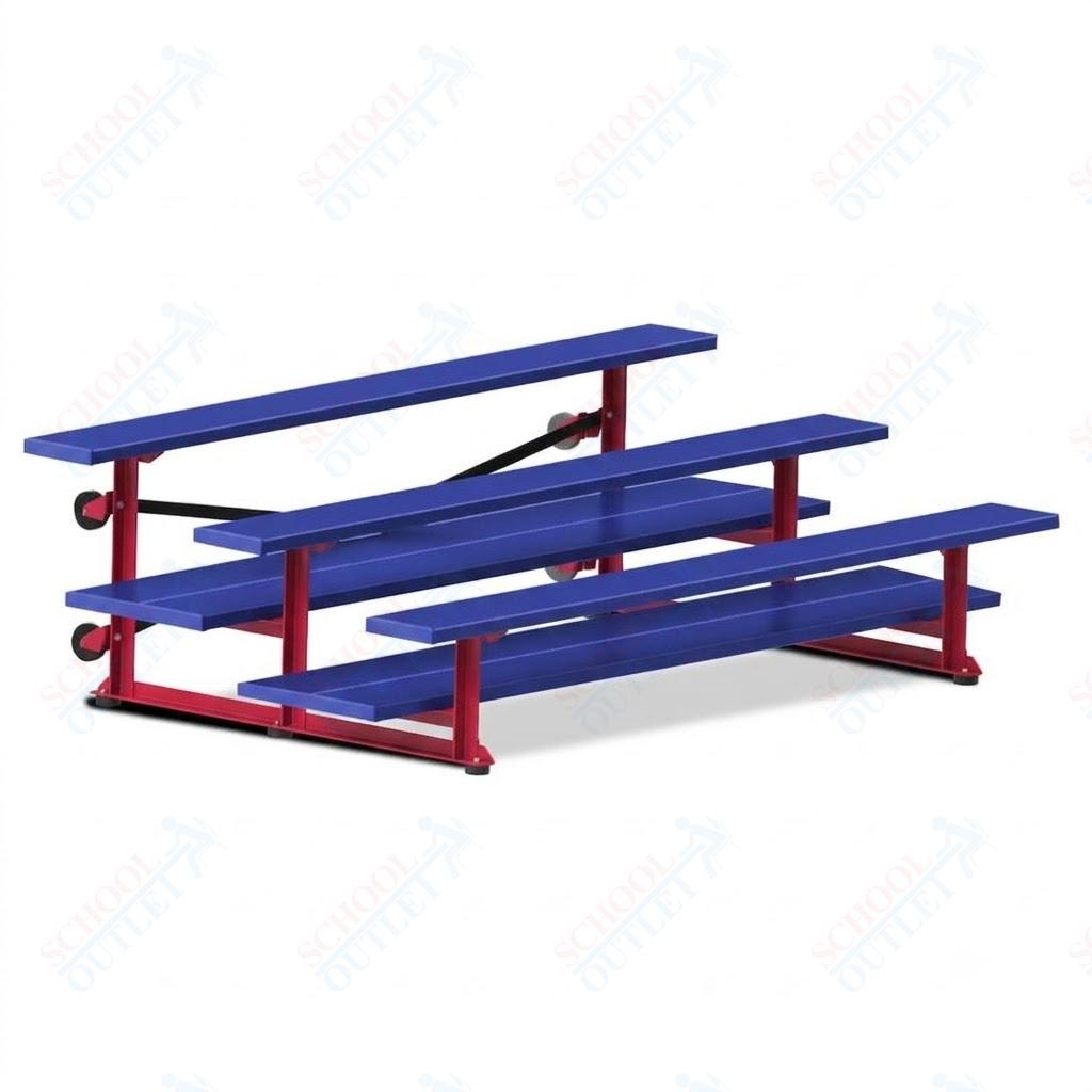 Jaypro Sports Bleacher  - 3 Row - Tip & Roll, Double Foot Plank, powder Coated - 7.5' L (BLDP-375TRGPC)