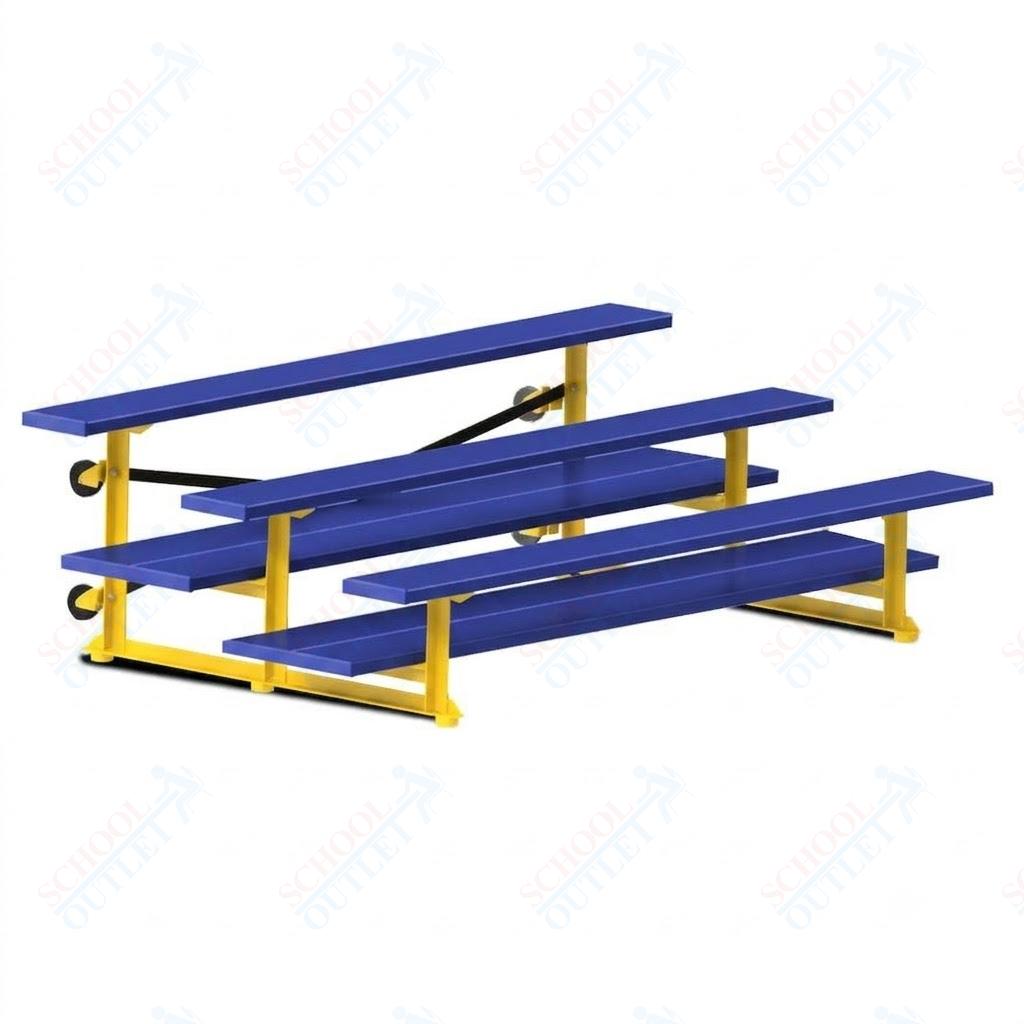 Jaypro Sports Bleacher  - 3 Row - Tip & Roll, Double Foot Plank, powder Coated - 7.5' L (BLDP-375TRGPC)