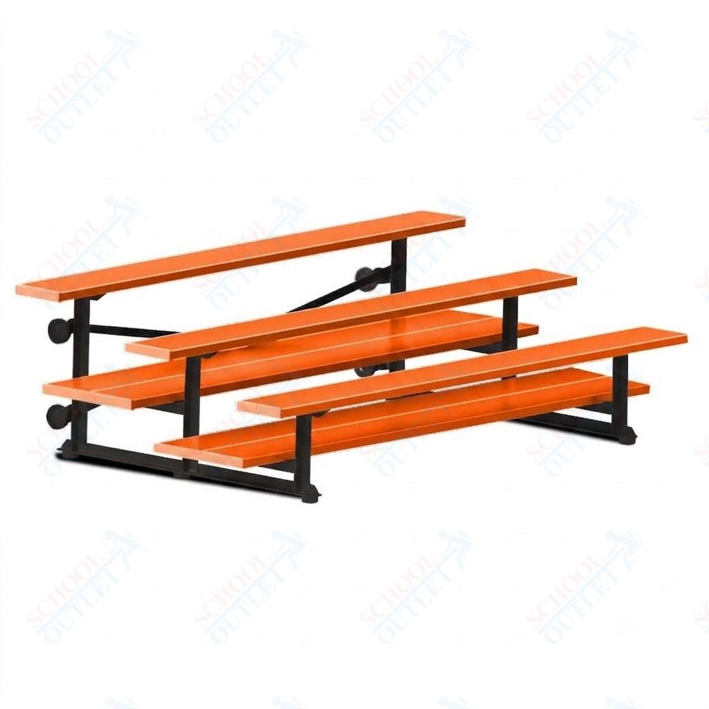 Jaypro Sports Bleacher  - 3 Row - Tip & Roll, Double Foot Plank, powder Coated - 7.5' L (BLDP-375TRGPC)