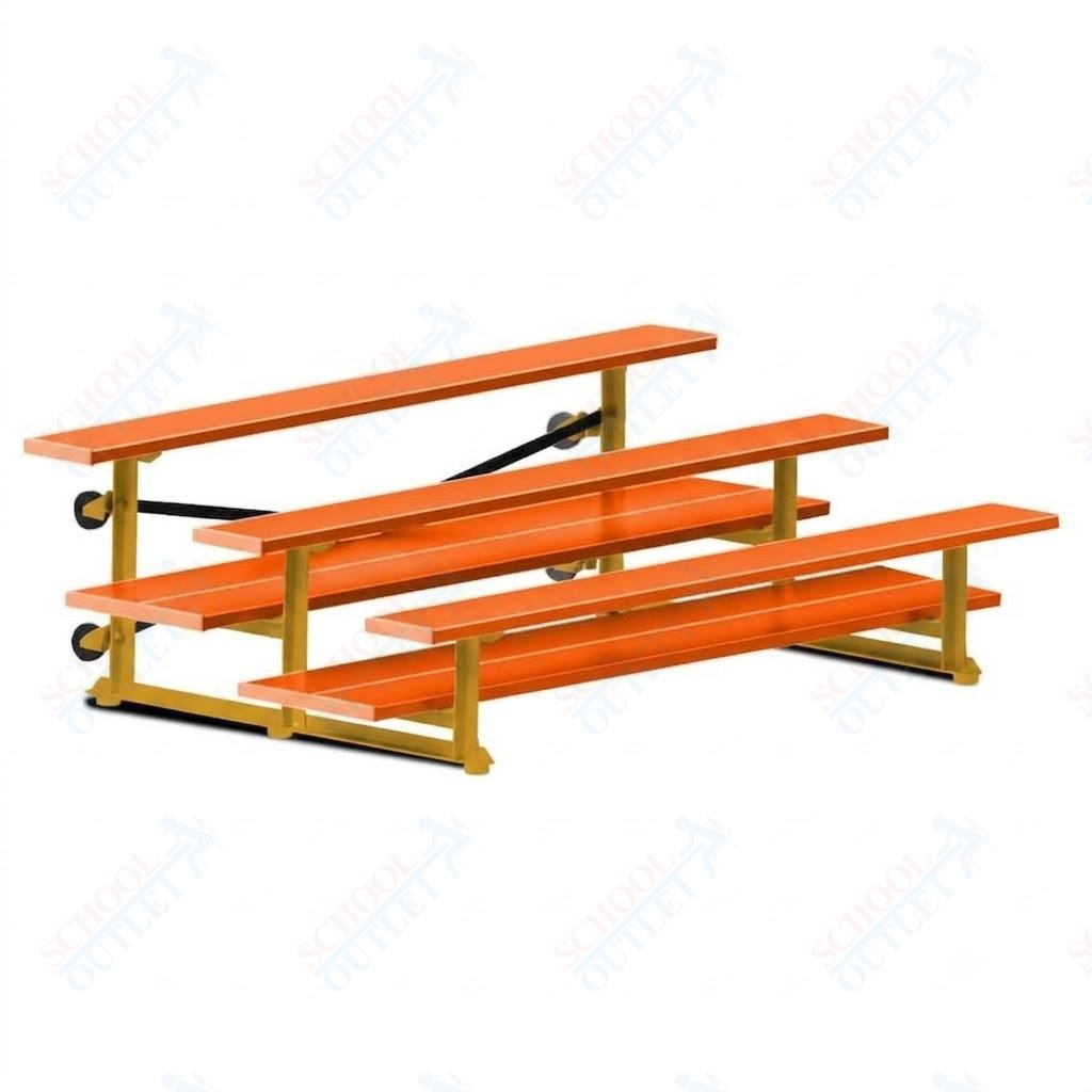 Jaypro Sports Bleacher  - 3 Row - Tip & Roll, Double Foot Plank, powder Coated - 7.5' L (BLDP-375TRGPC)