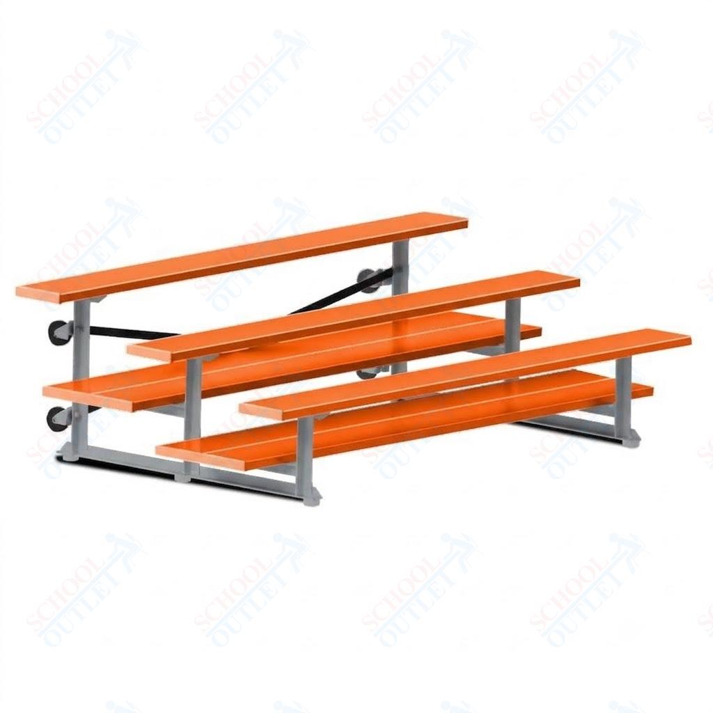 Jaypro Sports Bleacher  - 3 Row - Tip & Roll, Double Foot Plank, powder Coated - 7.5' L (BLDP-375TRGPC)