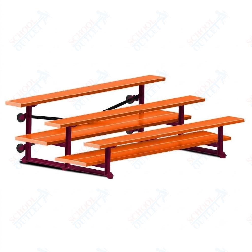 Jaypro Sports Bleacher  - 3 Row - Tip & Roll, Double Foot Plank, powder Coated - 7.5' L (BLDP-375TRGPC)