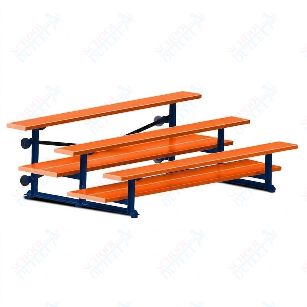 Jaypro Sports Bleacher  - 3 Row - Tip & Roll, Double Foot Plank, powder Coated - 7.5' L (BLDP-375TRGPC)