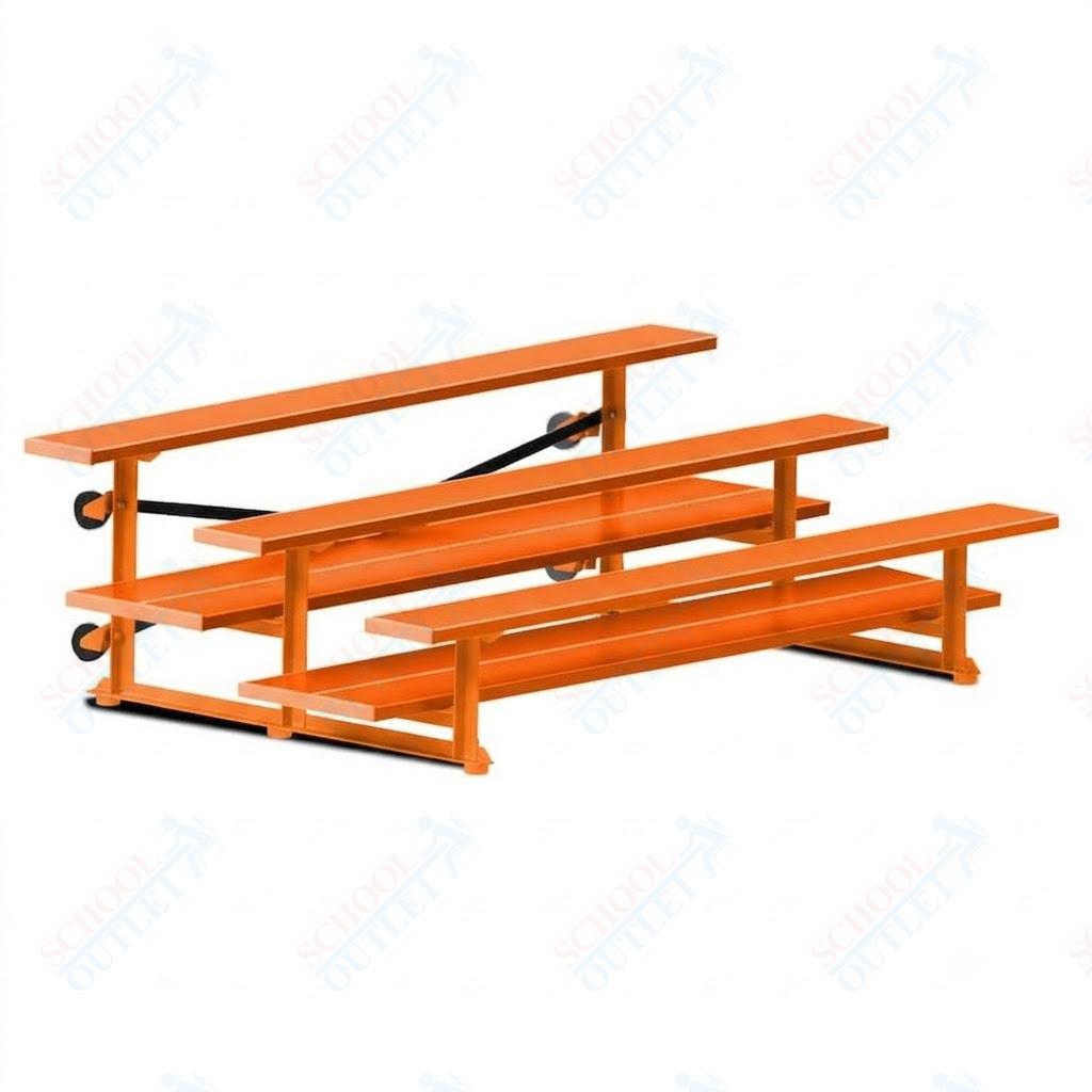 Jaypro Sports Bleacher  - 3 Row - Tip & Roll, Double Foot Plank, powder Coated - 7.5' L (BLDP-375TRGPC)