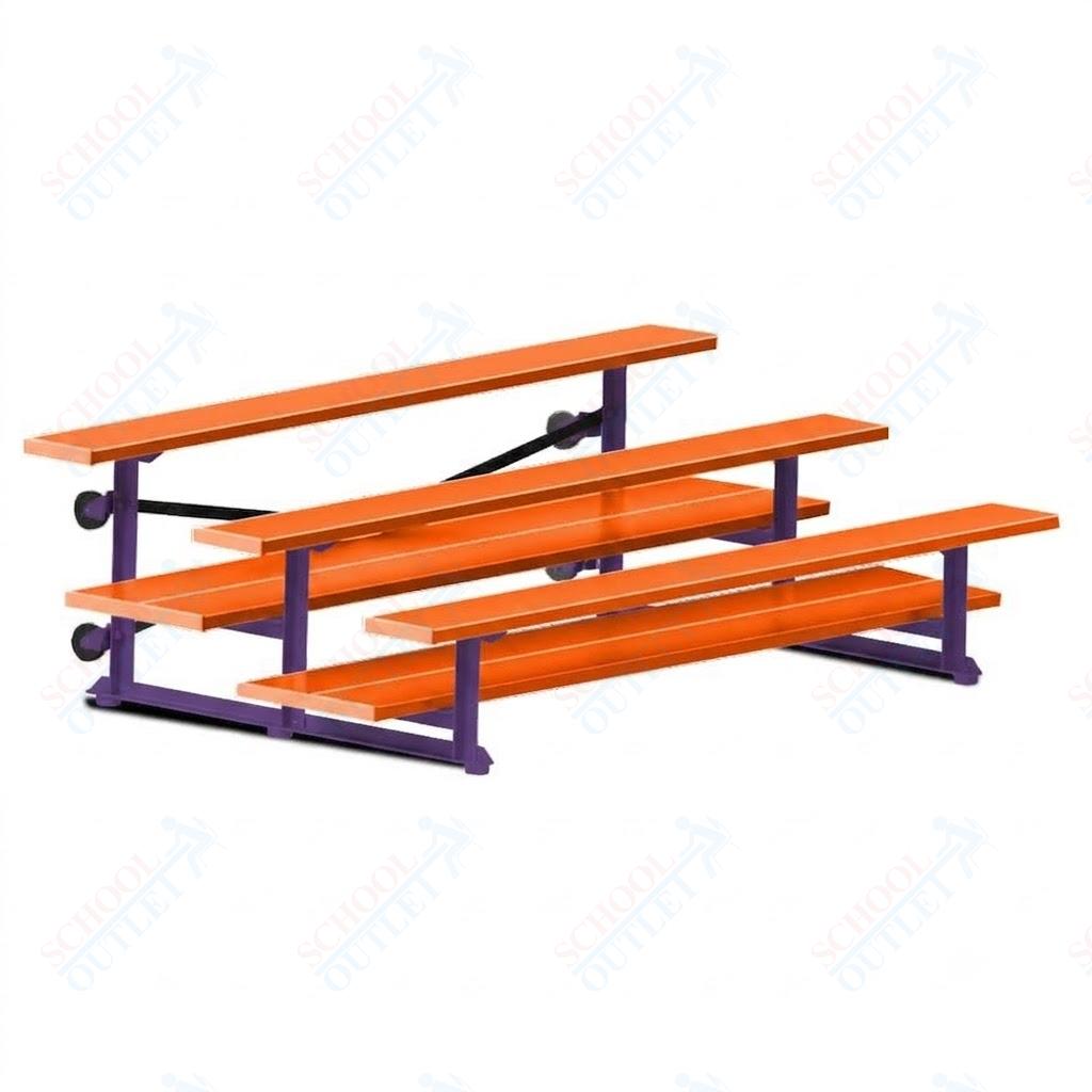Jaypro Sports Bleacher  - 3 Row - Tip & Roll, Double Foot Plank, powder Coated - 7.5' L (BLDP-375TRGPC)