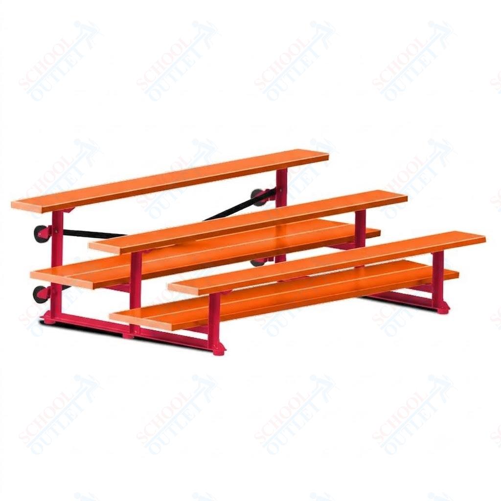 Jaypro Sports Bleacher  - 3 Row - Tip & Roll, Double Foot Plank, powder Coated - 7.5' L (BLDP-375TRGPC)