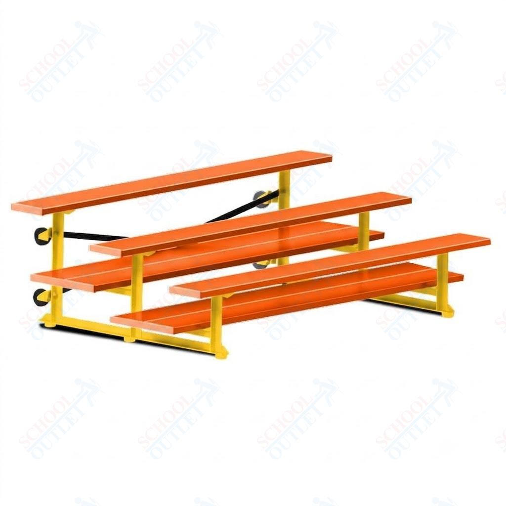 Jaypro Sports Bleacher  - 3 Row - Tip & Roll, Double Foot Plank, powder Coated - 7.5' L (BLDP-375TRGPC)
