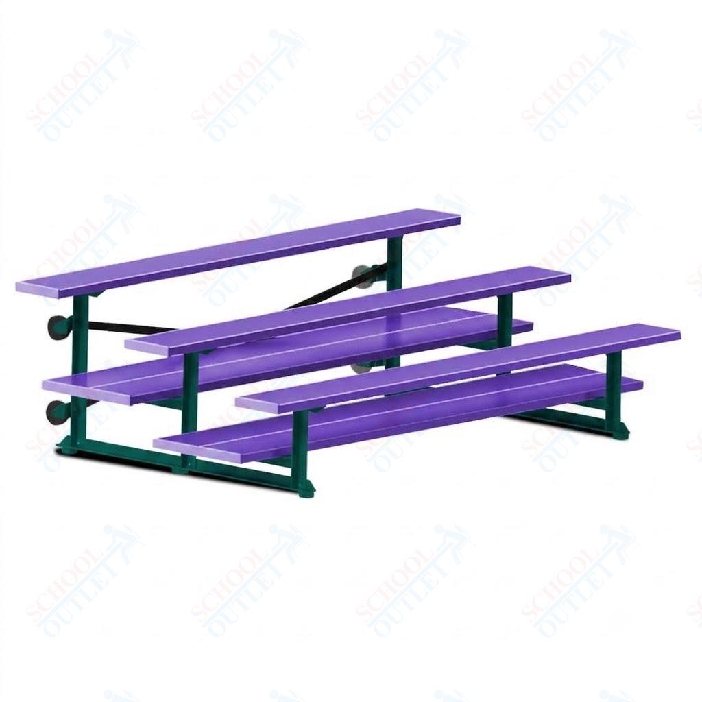 Jaypro Sports Bleacher  - 3 Row - Tip & Roll, Double Foot Plank, powder Coated - 7.5' L (BLDP-375TRGPC)