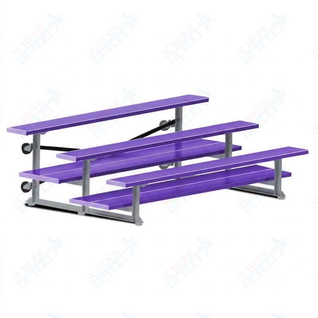 Jaypro Sports Bleacher  - 3 Row - Tip & Roll, Double Foot Plank, powder Coated - 7.5' L (BLDP-375TRGPC)