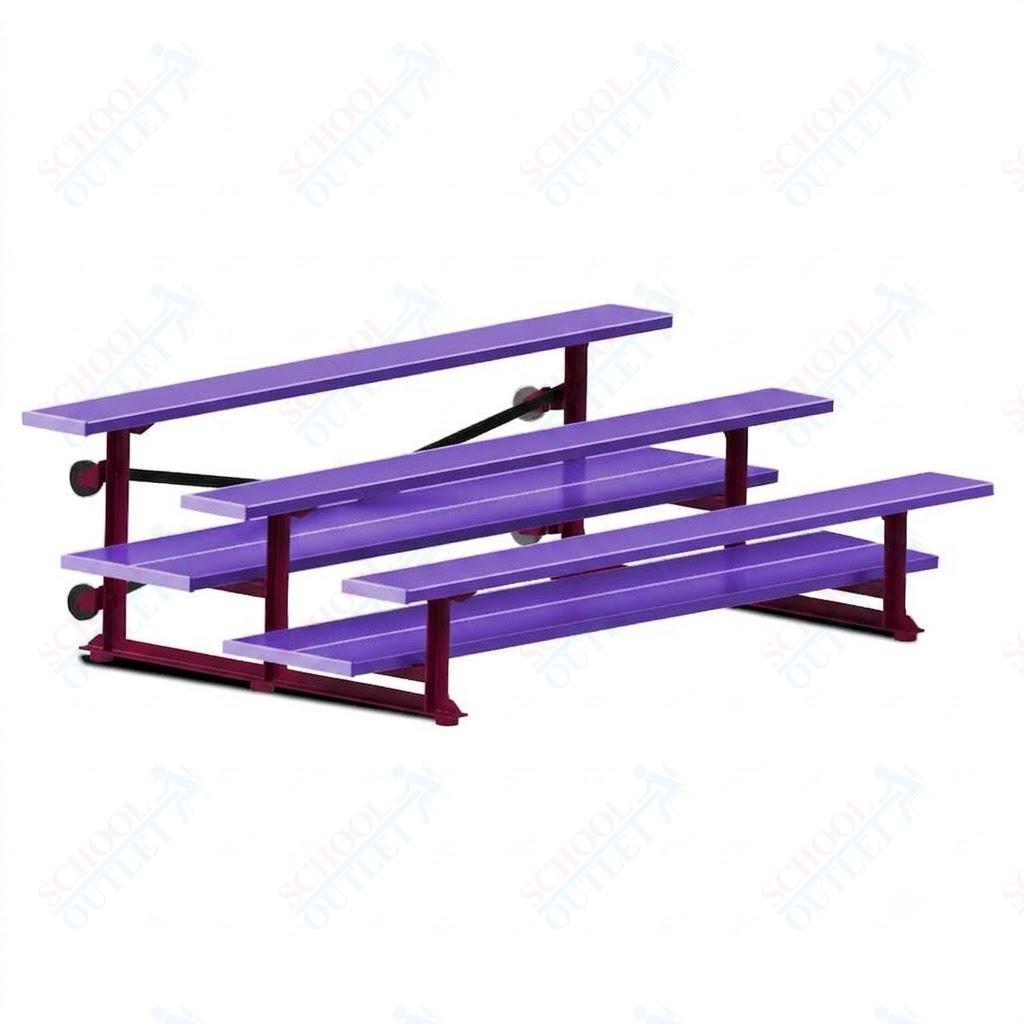 Jaypro Sports Bleacher  - 3 Row - Tip & Roll, Double Foot Plank, powder Coated - 7.5' L (BLDP-375TRGPC)