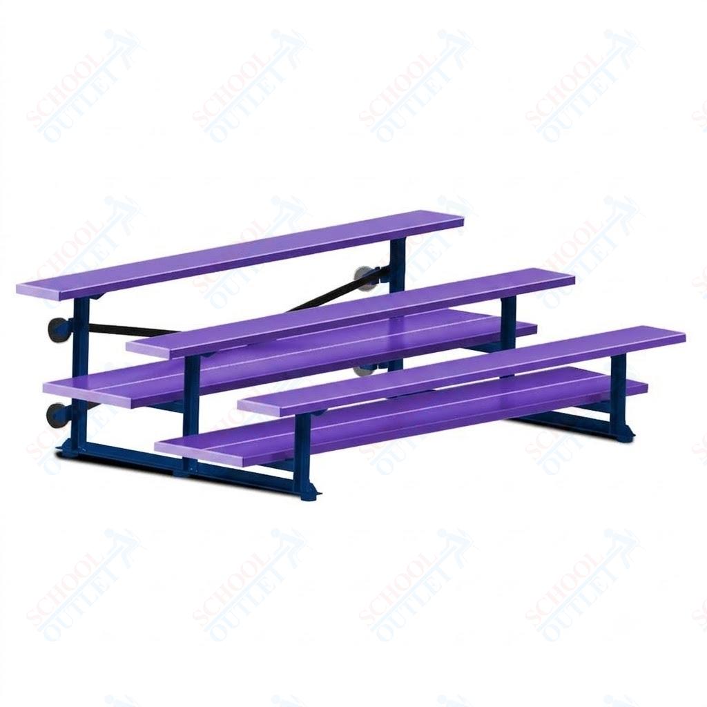 Jaypro Sports Bleacher  - 3 Row - Tip & Roll, Double Foot Plank, powder Coated - 7.5' L (BLDP-375TRGPC)