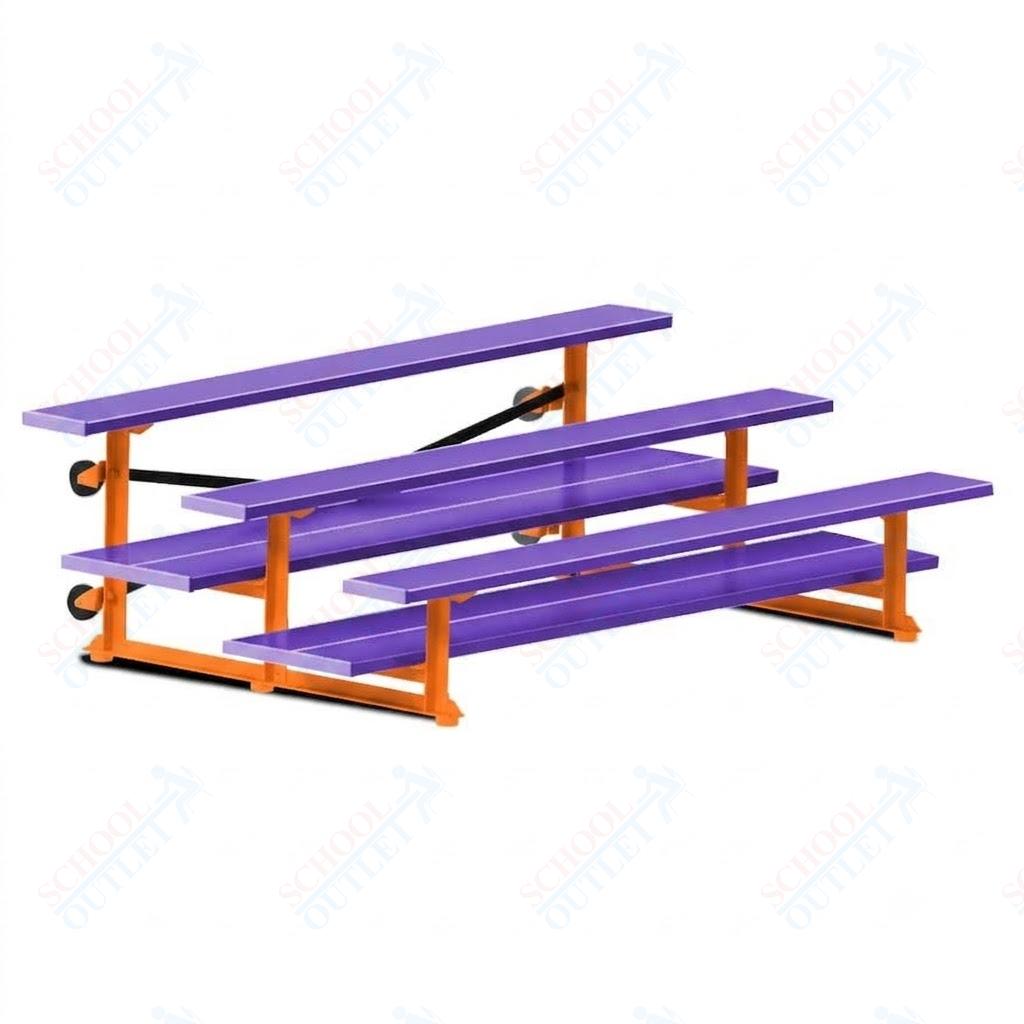 Jaypro Sports Bleacher  - 3 Row - Tip & Roll, Double Foot Plank, powder Coated - 7.5' L (BLDP-375TRGPC)