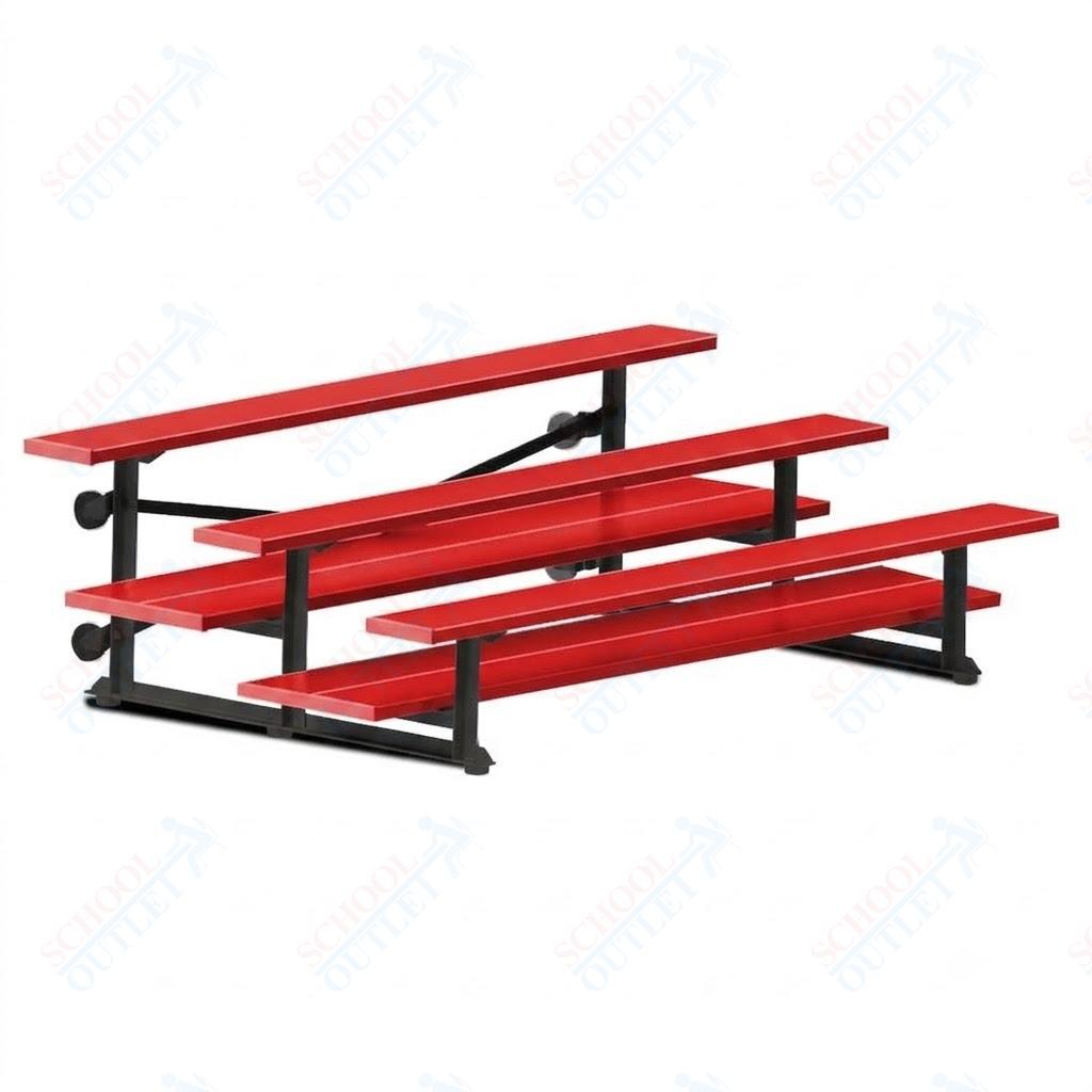 Jaypro Sports Bleacher  - 3 Row - Tip & Roll, Double Foot Plank, powder Coated - 7.5' L (BLDP-375TRGPC)