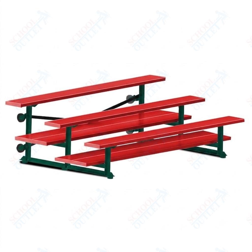 Jaypro Sports Bleacher  - 3 Row - Tip & Roll, Double Foot Plank, powder Coated - 7.5' L (BLDP-375TRGPC)