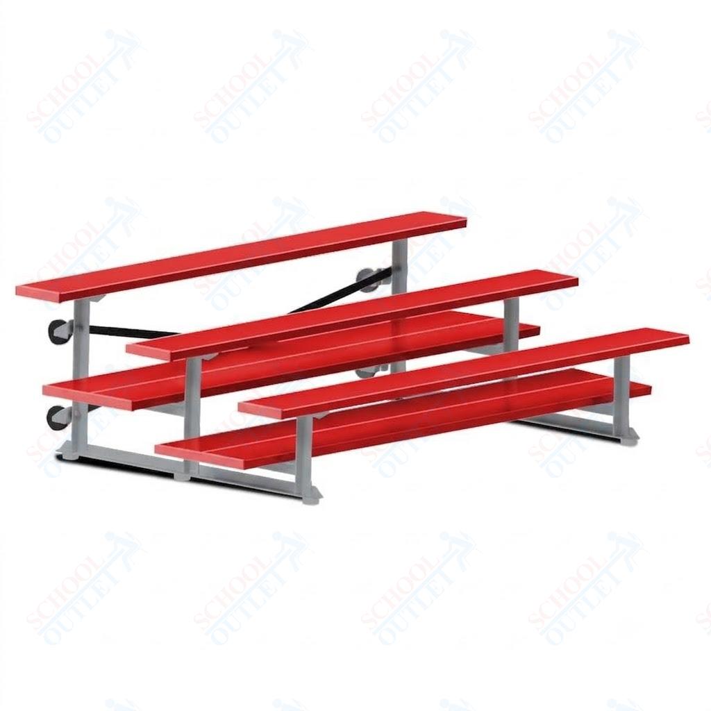 Jaypro Sports Bleacher  - 3 Row - Tip & Roll, Double Foot Plank, powder Coated - 7.5' L (BLDP-375TRGPC)